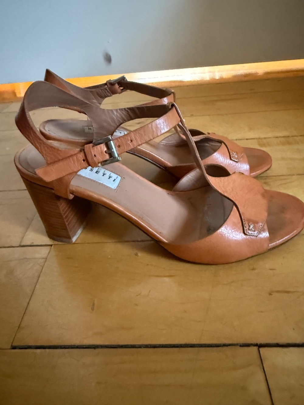 Fratelli Rossetti Siviglia Cognac Leather T-Strap Sandals sz 36